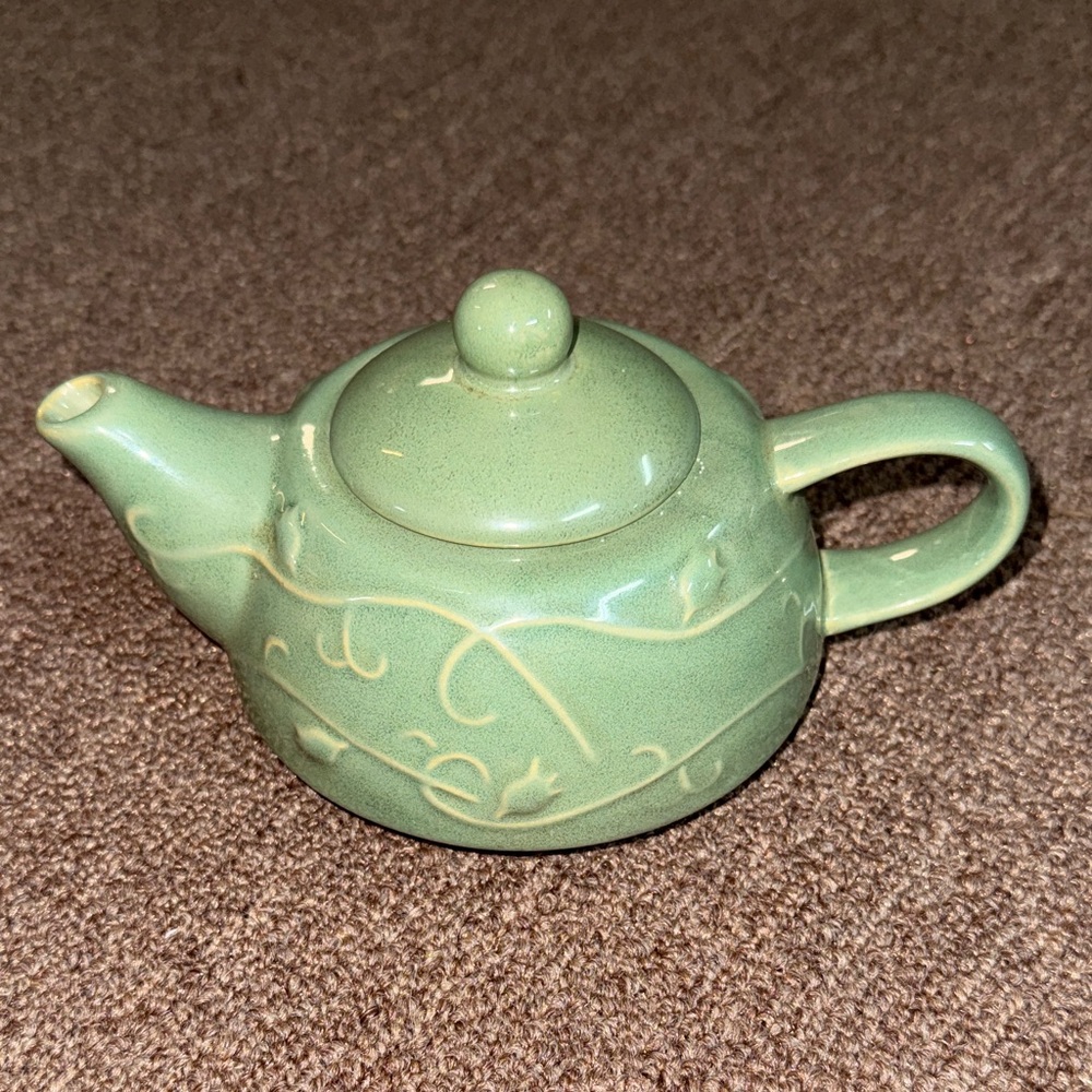 Pier 1 Green Ceramic Teapot